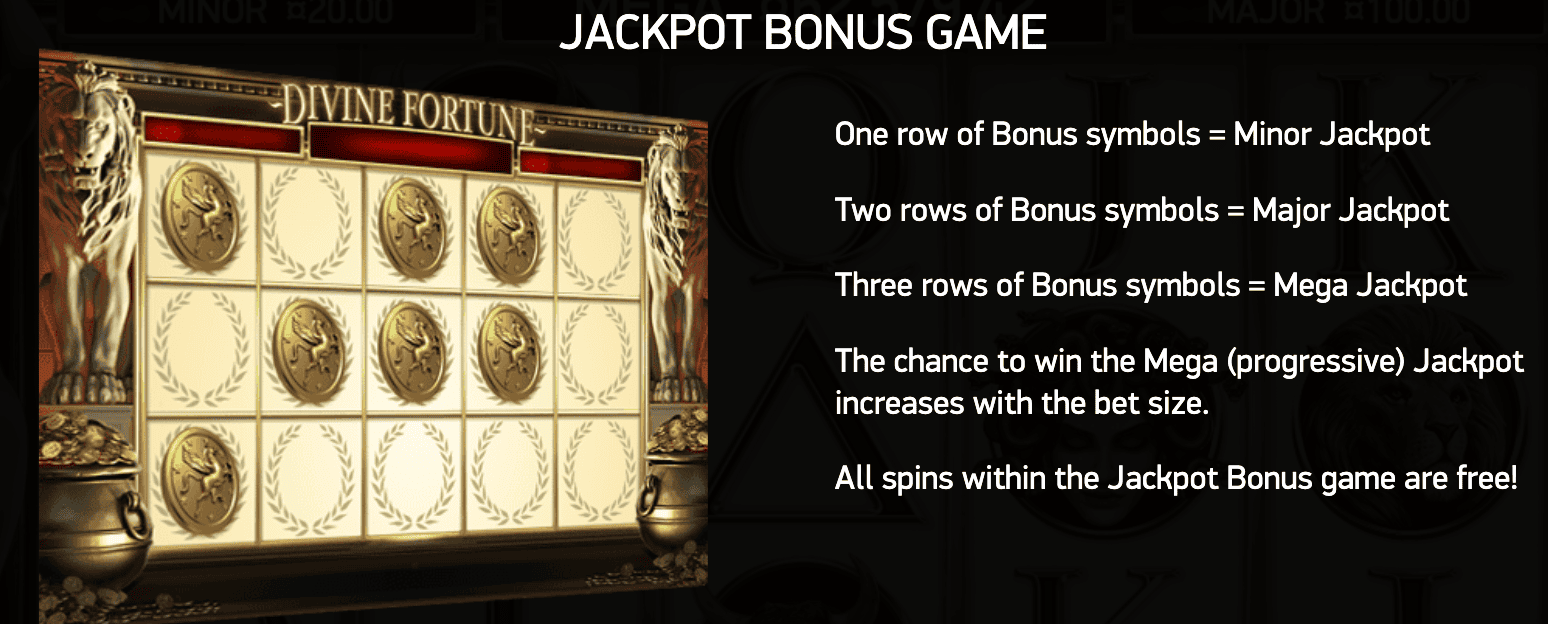 Divine Fortune jackpot bonus game