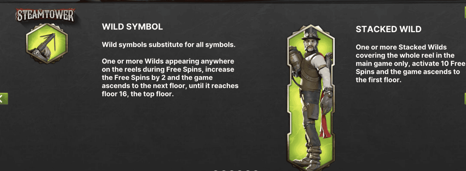 Steamtower wild symbol, stacked wild